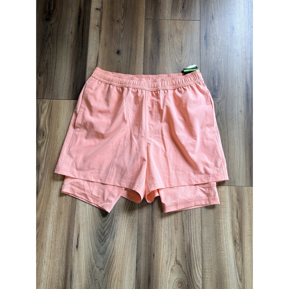 DSG Men's 2-in-1 Agility‎ Short Pink Ray Peach Small Stretch NWT